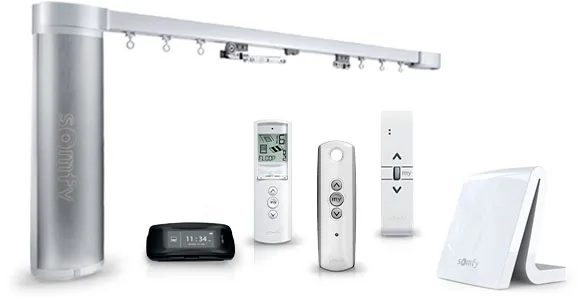 Электрокарниз Somfy Glydea с пультами и выключателями